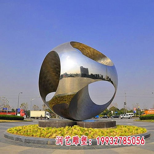 不锈钢镜面圆球广场景观雕塑 房地产不锈钢圆球雕塑