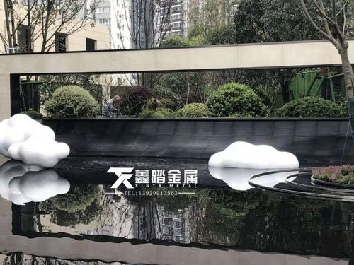 佛山不锈钢雕塑厂家定制 售楼处水池景观雕塑 仿真不锈钢云朵造型雕塑