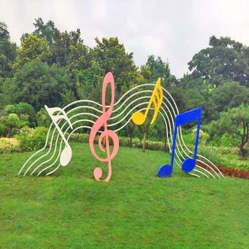 定制不锈钢音符雕塑,音乐主题景观小品