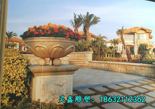 石雕砂岩花盆 邵阳大理石雕塑与景观艺术的完美融合